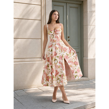 Women's spaghetti-strap dress with a floral print