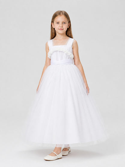Children's Party Maxi Dress with a Full Tulle Skirt