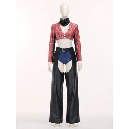 Pirate Costume with Short Sleeves and Wide-Leg Pants