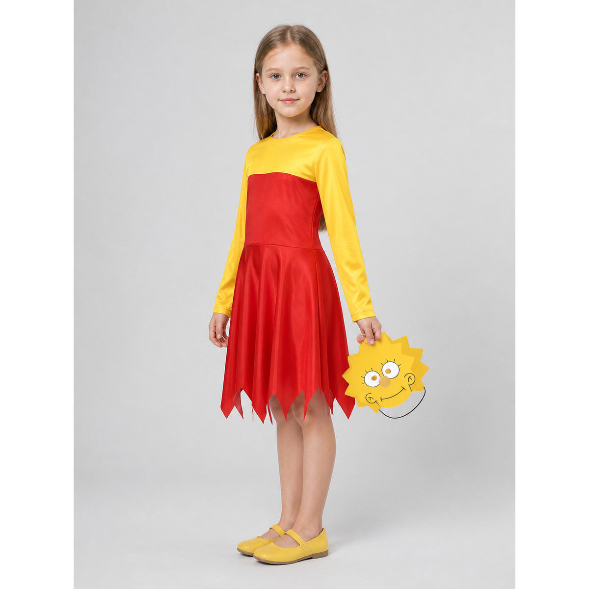 Lisa from The Simpsons Costume Dress, Red and Yellow, with Mask lifestyle