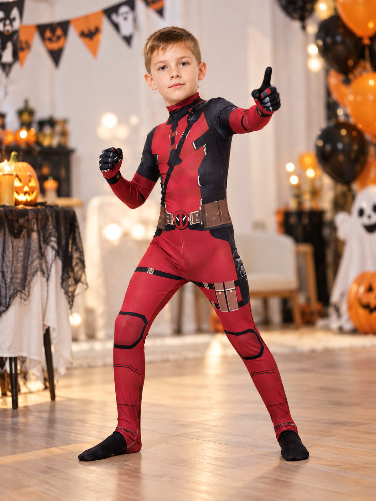Red and Black Cosplay Costume with Mask