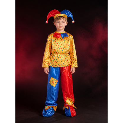 Boys' Clown Circus Costume Set With Polka Dots, Colorblock Pants And Hat main product view