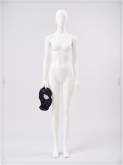 Black Carnival Mask with White Mesh Panels