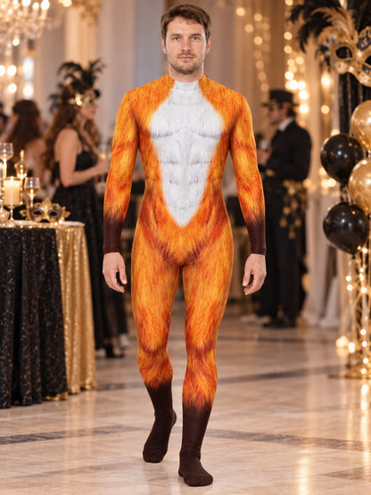 Cosplay Jumpsuit with 3D Print, Orange and White