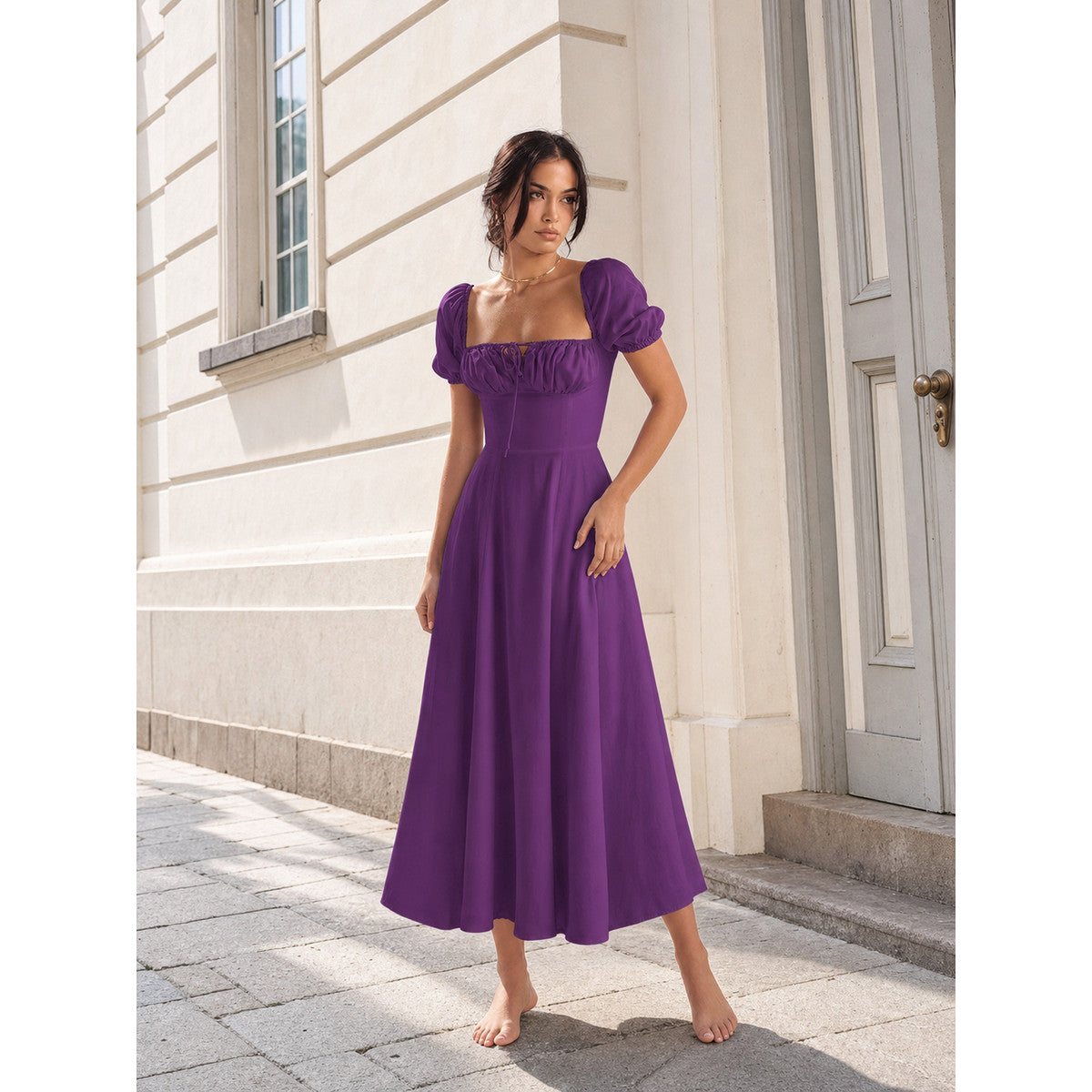 Women's Dress with a Square Neckline and Puff Sleeves Costume Dresses detail