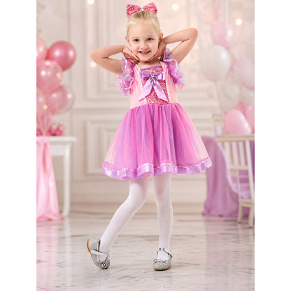 Pink and Purple Tutu Skirt with Bow and Sequins
