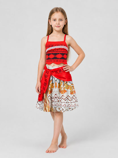 Moana Costume, Red Top and Skirt Set