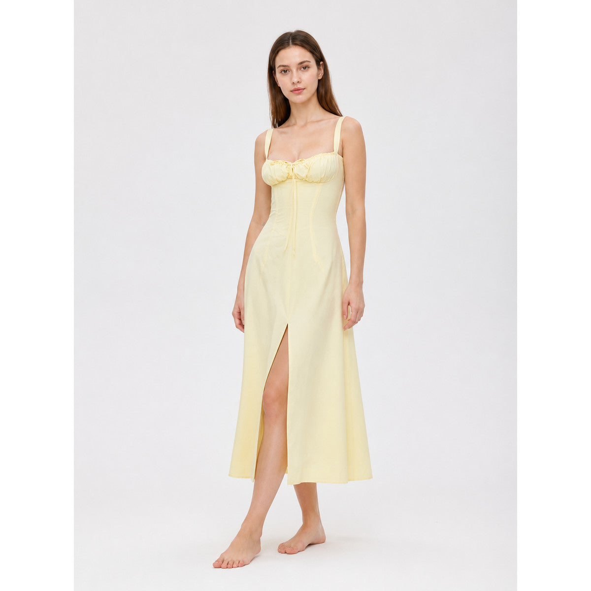 Thin-Strap Dress with a Square Neckline