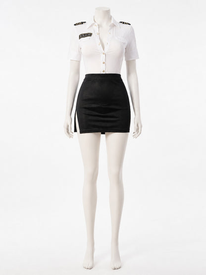 Women's Police Officer Costume Set with Epaulettes and Gold Buttons