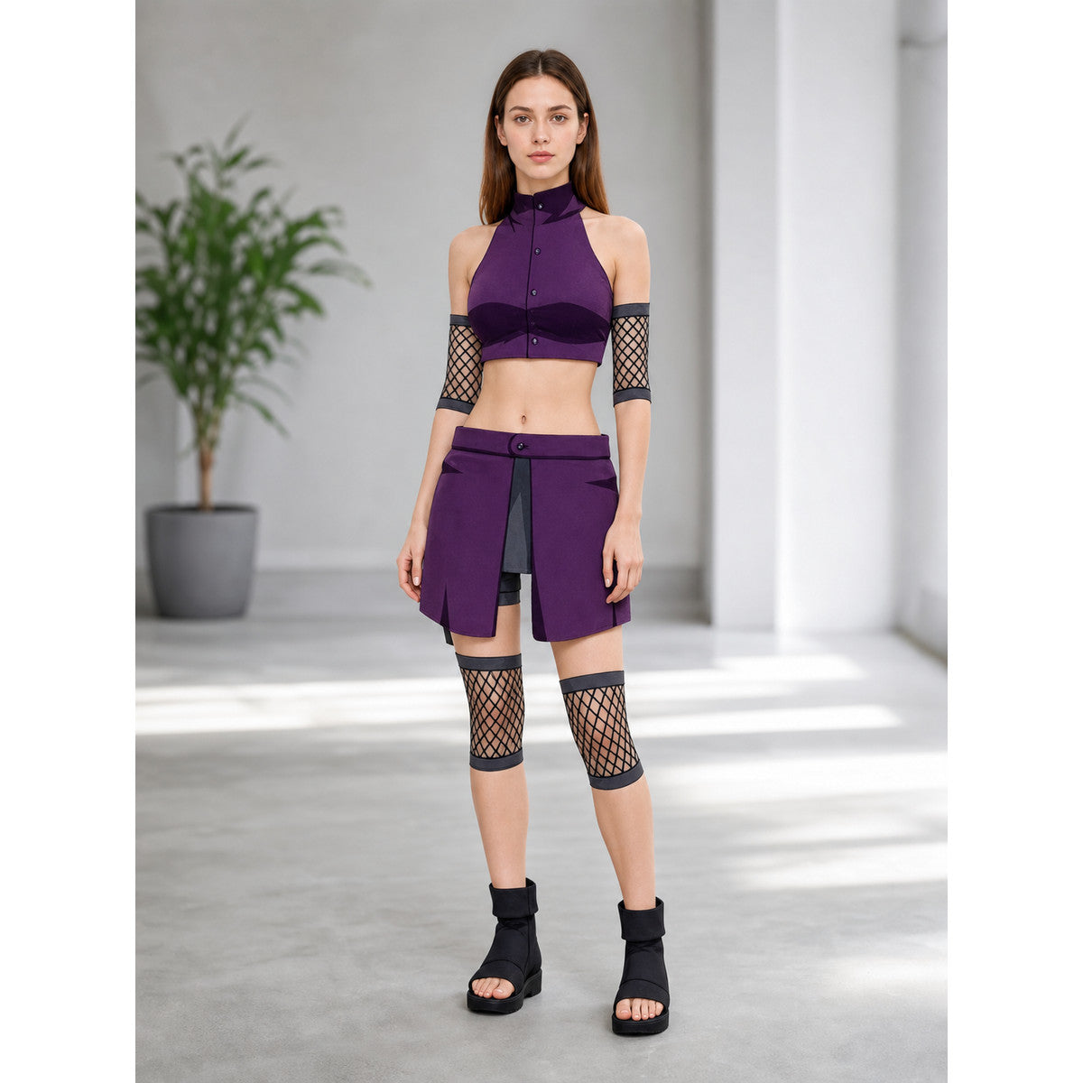 Yamanaka Ino Cosplay Costume: Top, Shorts, and Accessories