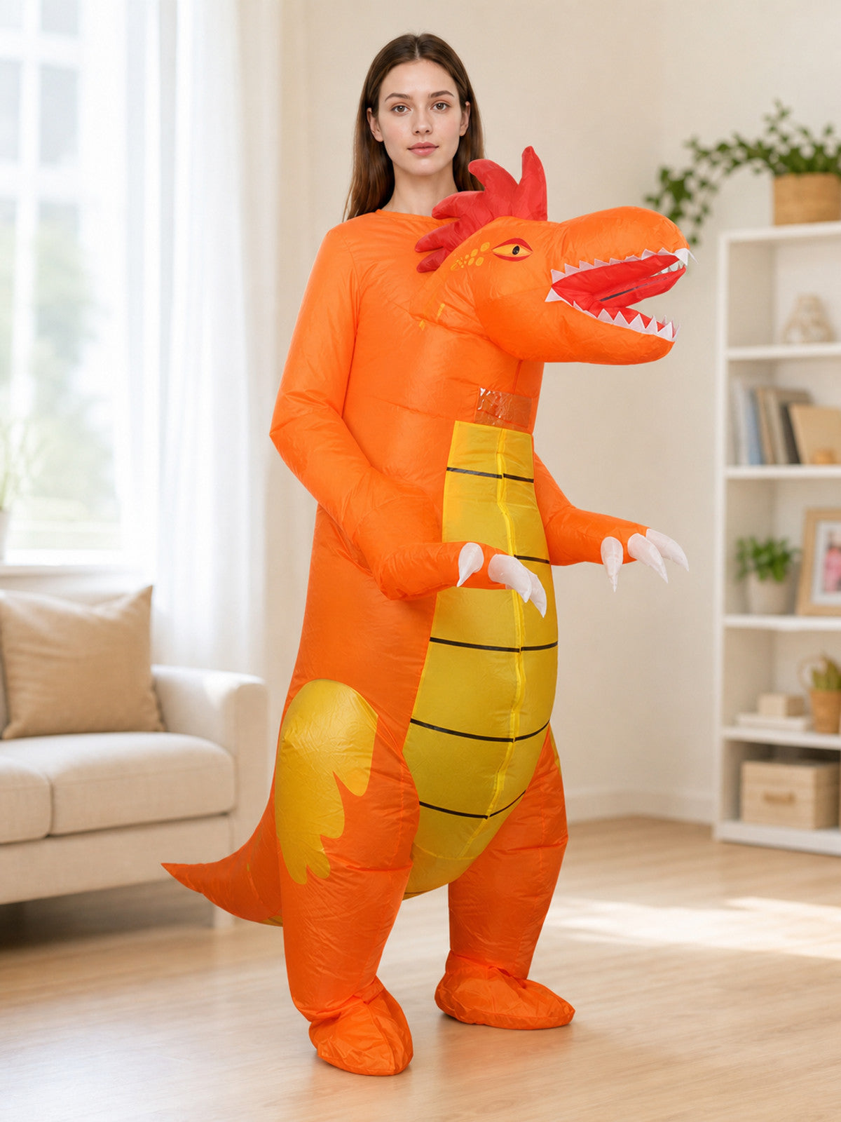 Inflatable Dragon Costume, Orange, One Size
