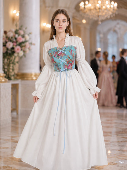 Long Dress with Corset-Style Bodice and Full Sleeves lifestyle view