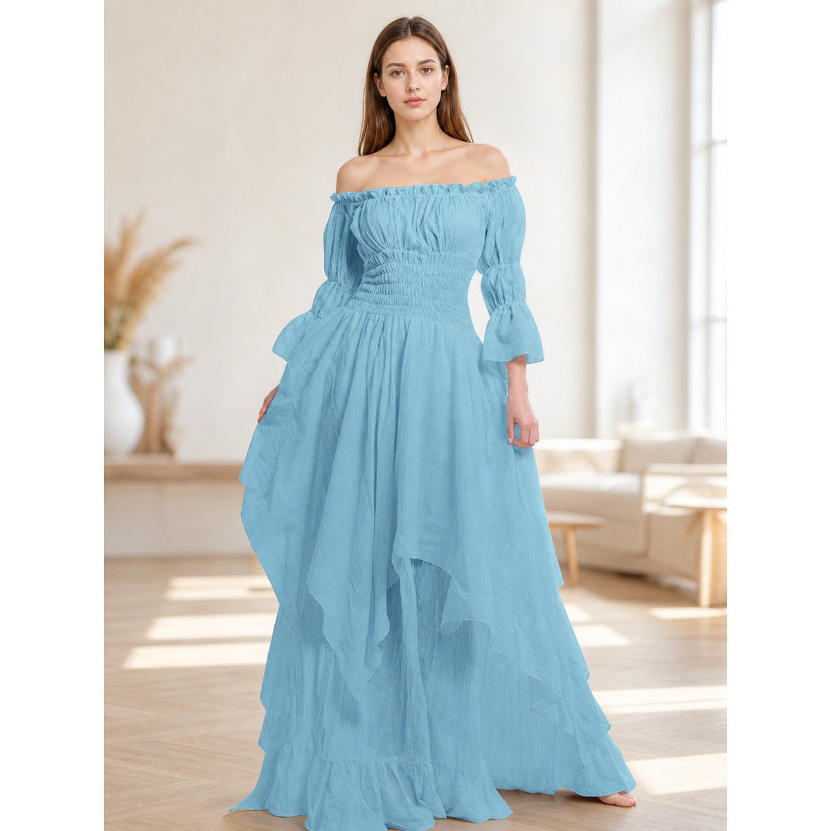 Off-the-Shoulder Dress with Long Sleeves lifestyle view