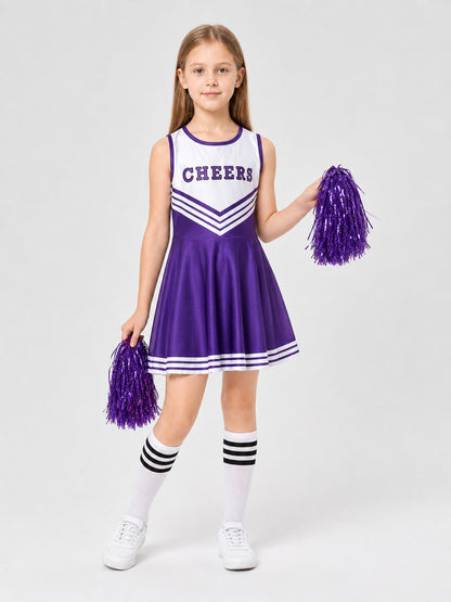 Sleeveless Cheerleading Dress with Stripes Costume Dresses detail
