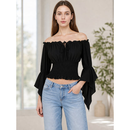 Black Cropped Off-the-Shoulder Blouse lifestyle view