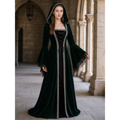 Gothic Hooded Dress in a Medieval Style