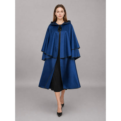 Long Blue Hooded Costume Cape lifestyle