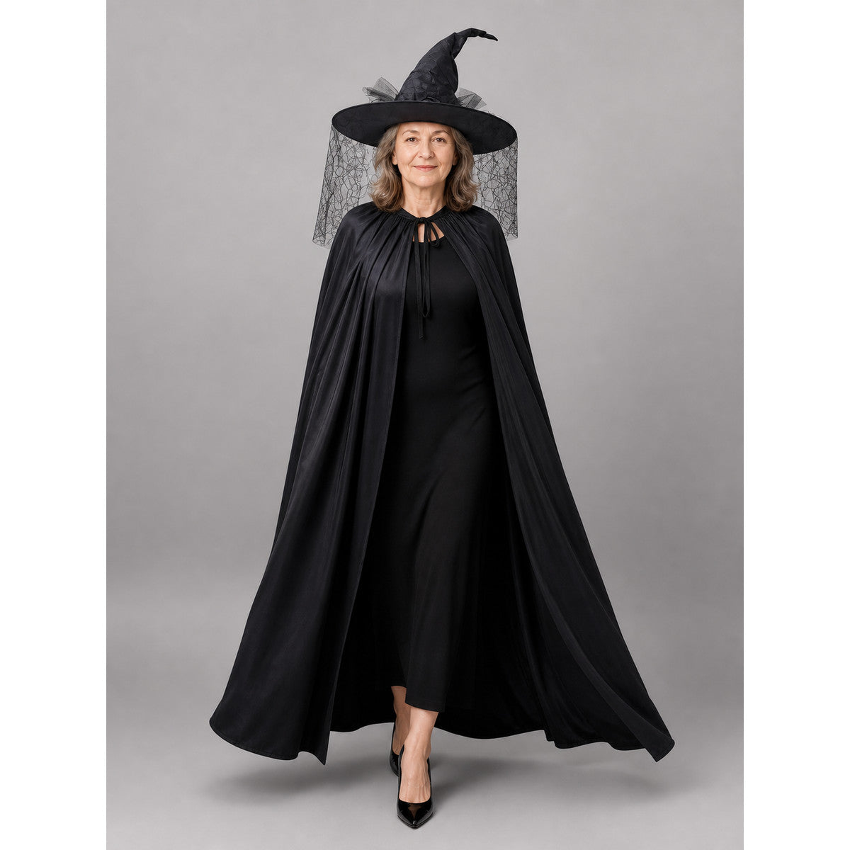 Black Carnival Cloak with Pointed Hat