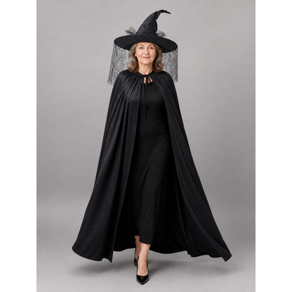 Black Carnival Cloak with Pointed Hat