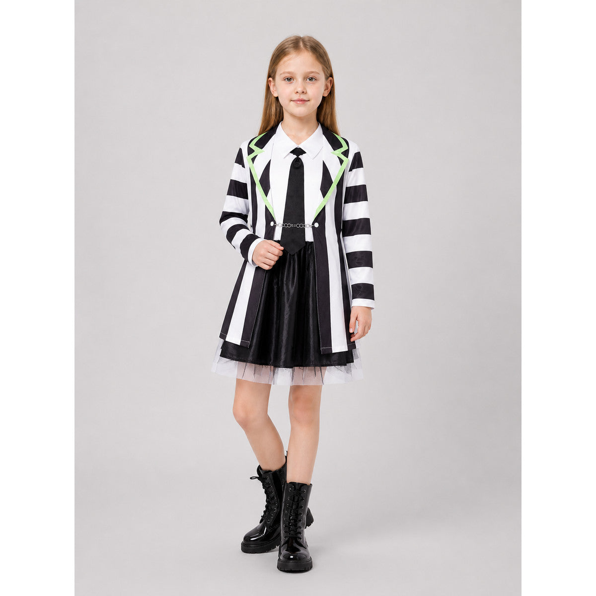Beetlejuice Cosplay Costume, Striped Dress Set Costume Dresses detail