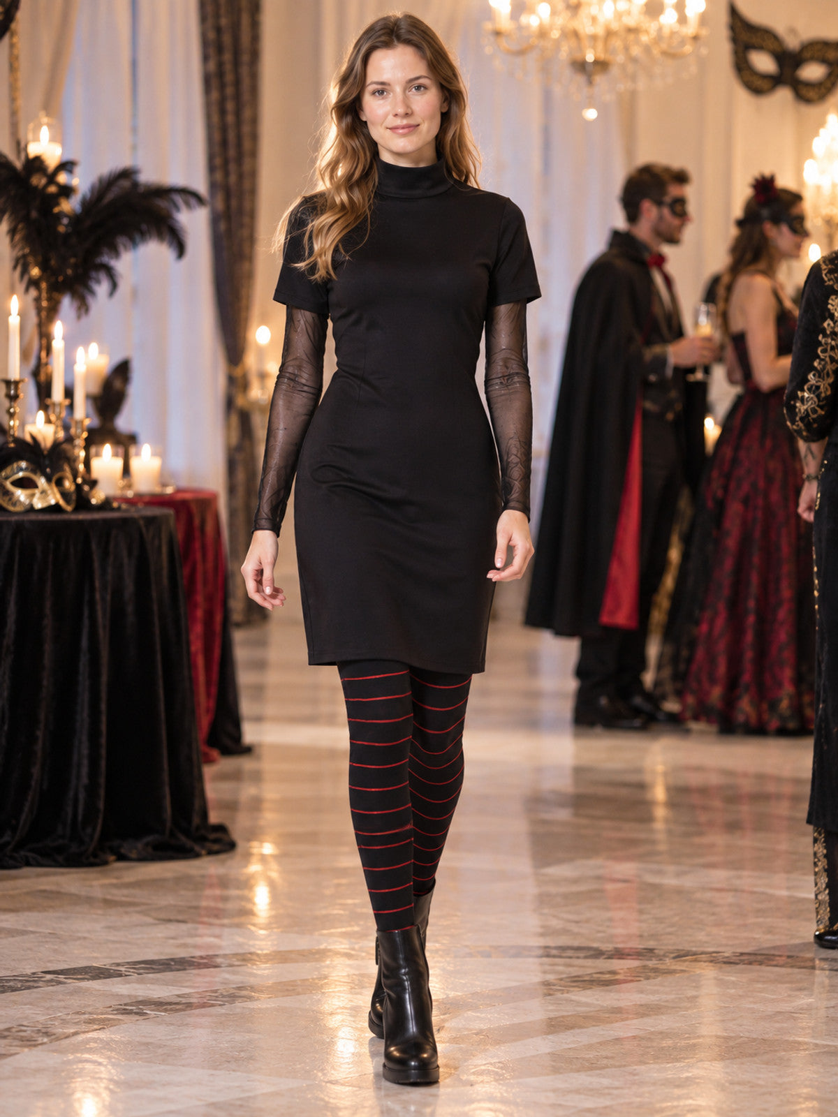 Vampire Costume with Black Dress and Leggings