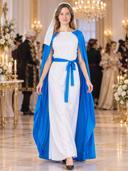 White and Blue Vampire Costume with Dress and Cape
