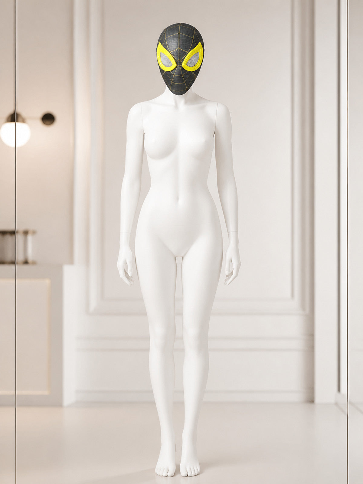 Yellow and Gray Carnival Mask with Web Pattern lifestyle view