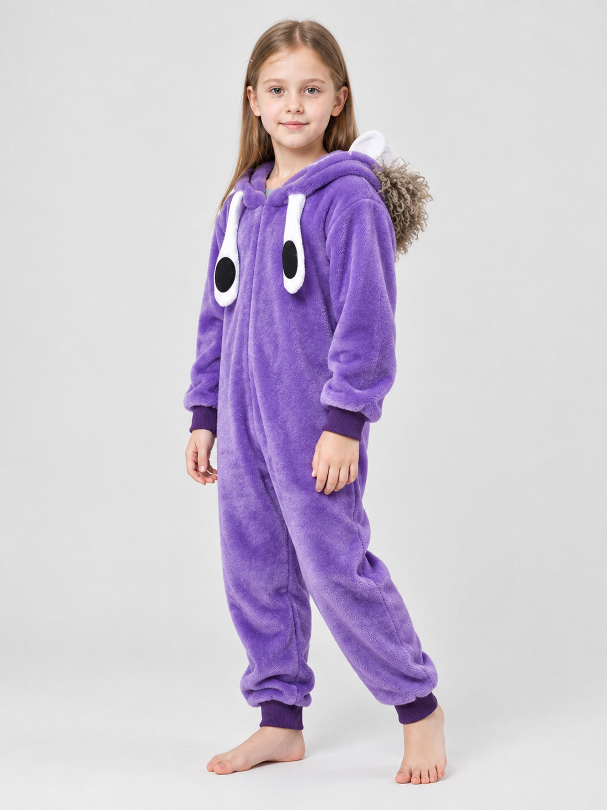 Purple Flannel Hooded Pajama Jumpsuit