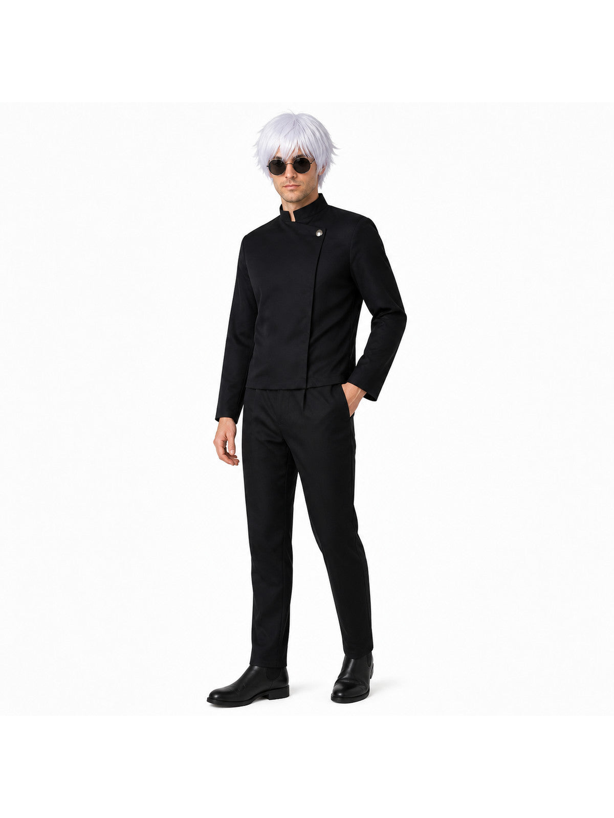 Satoru Gojo Cosplay Costume with Wig and Glasses