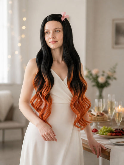 Long Curly Anime Nezuko Cosplay Wig lifestyle view