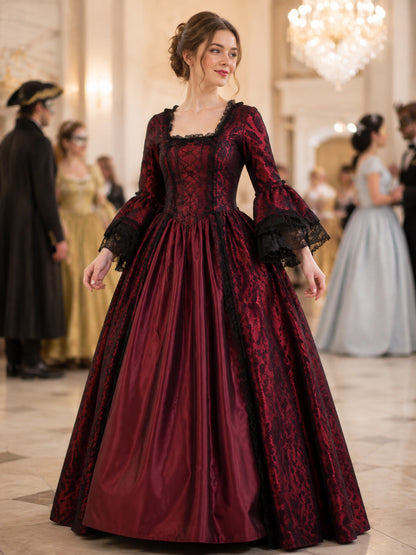 Long Floor-Length Dress with Lace and Lacing lifestyle view