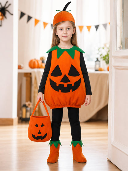 Kids' 4-Piece Pumpkin Halloween Costume