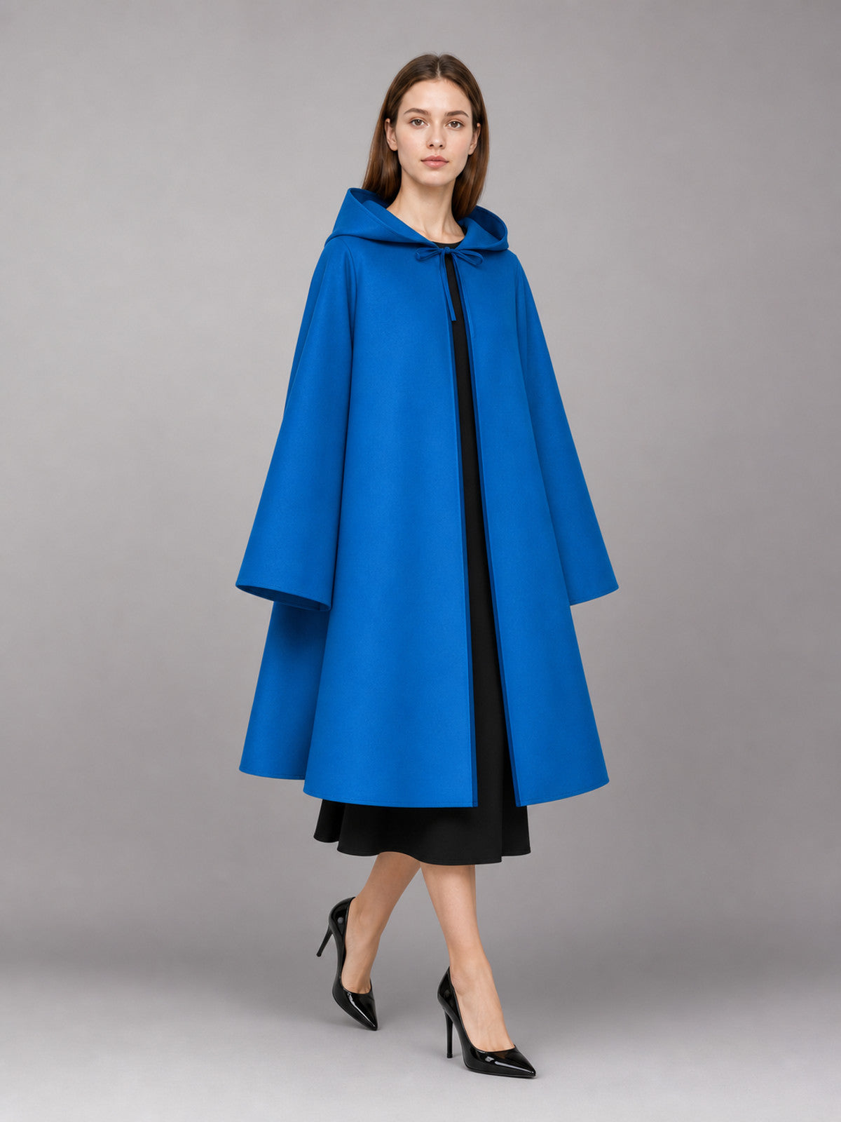 Blue Hooded Carnival Cloak with Zipper
