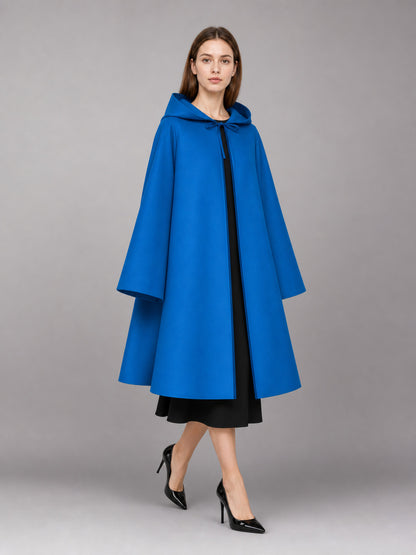 Blue Hooded Carnival Cloak with Zipper