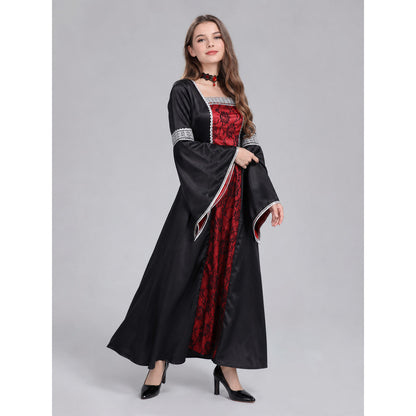 Gothic Dress with Cape, Patterns, and Pendant