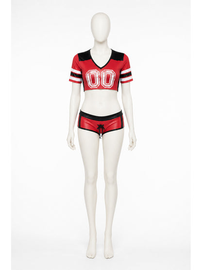 Two-Piece Shorts Set, Red-and-Black Print 00 product detail