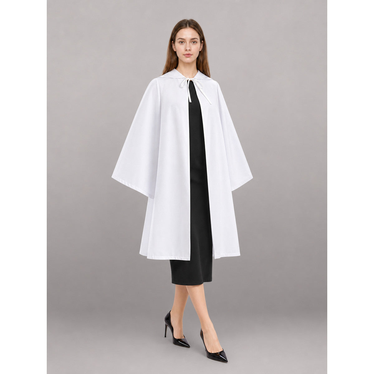White Carnival Cloak with Hood and Wide Sleeves lifestyle