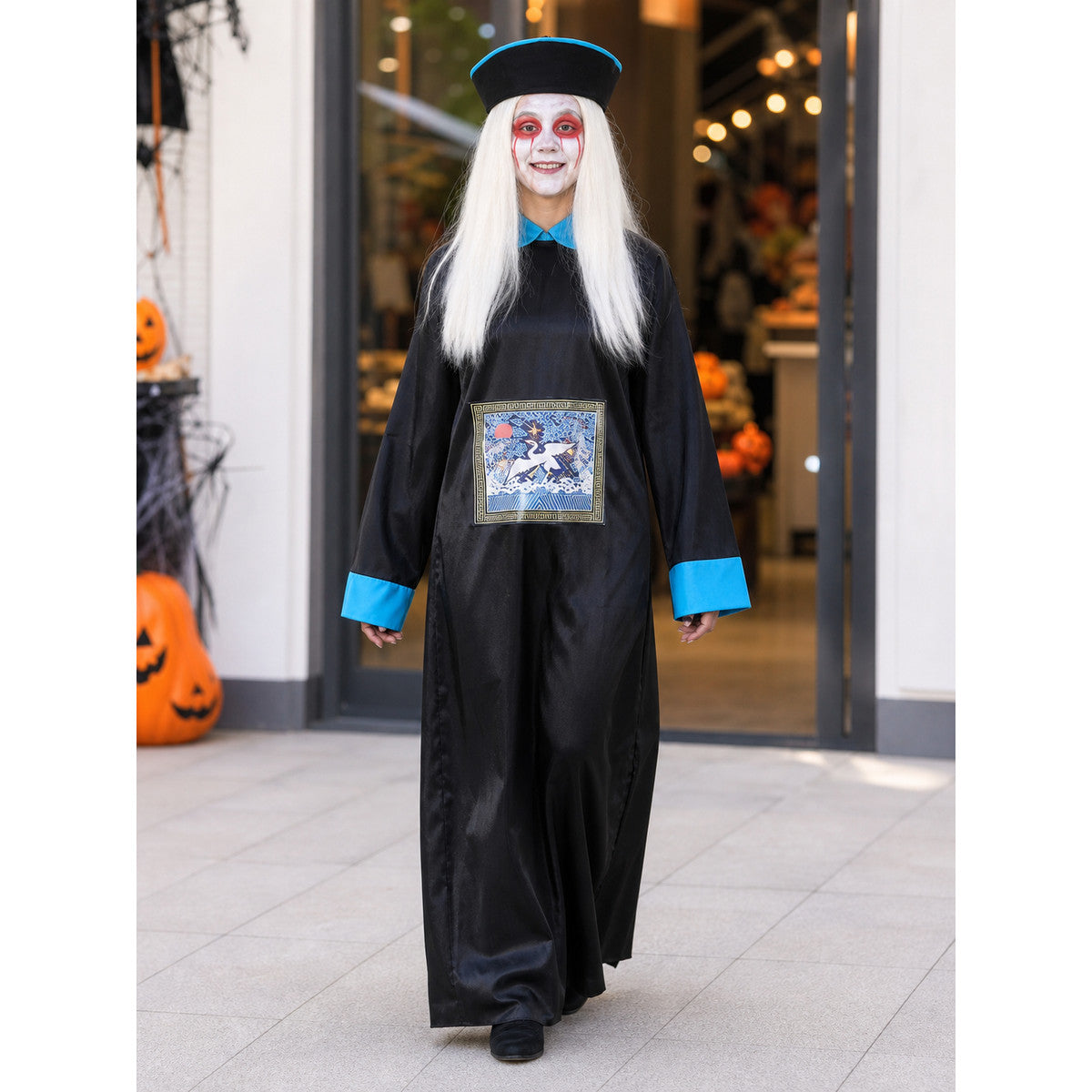 Qing dynasty zombie costume with hat lifestyle view