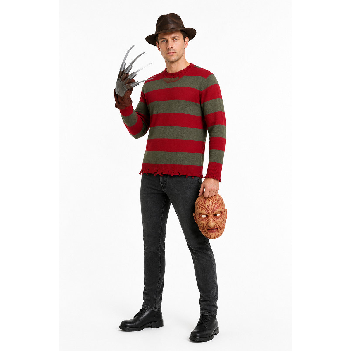 Freddy Krueger Costume with Mask and Gloves for Halloween lifestyle
