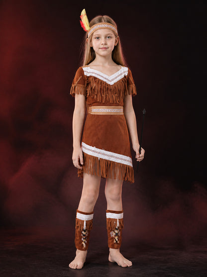 Native American Princess Costume G-0209 with Fringe for Costume Parties main product view