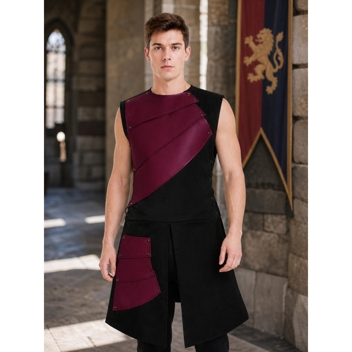 Sleeveless Jumpsuit with an Asymmetrical Panel lifestyle view