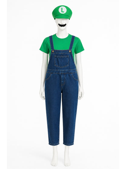 Luigi Costume: T-Shirt, Overalls, and Cap Costume Headwear detail