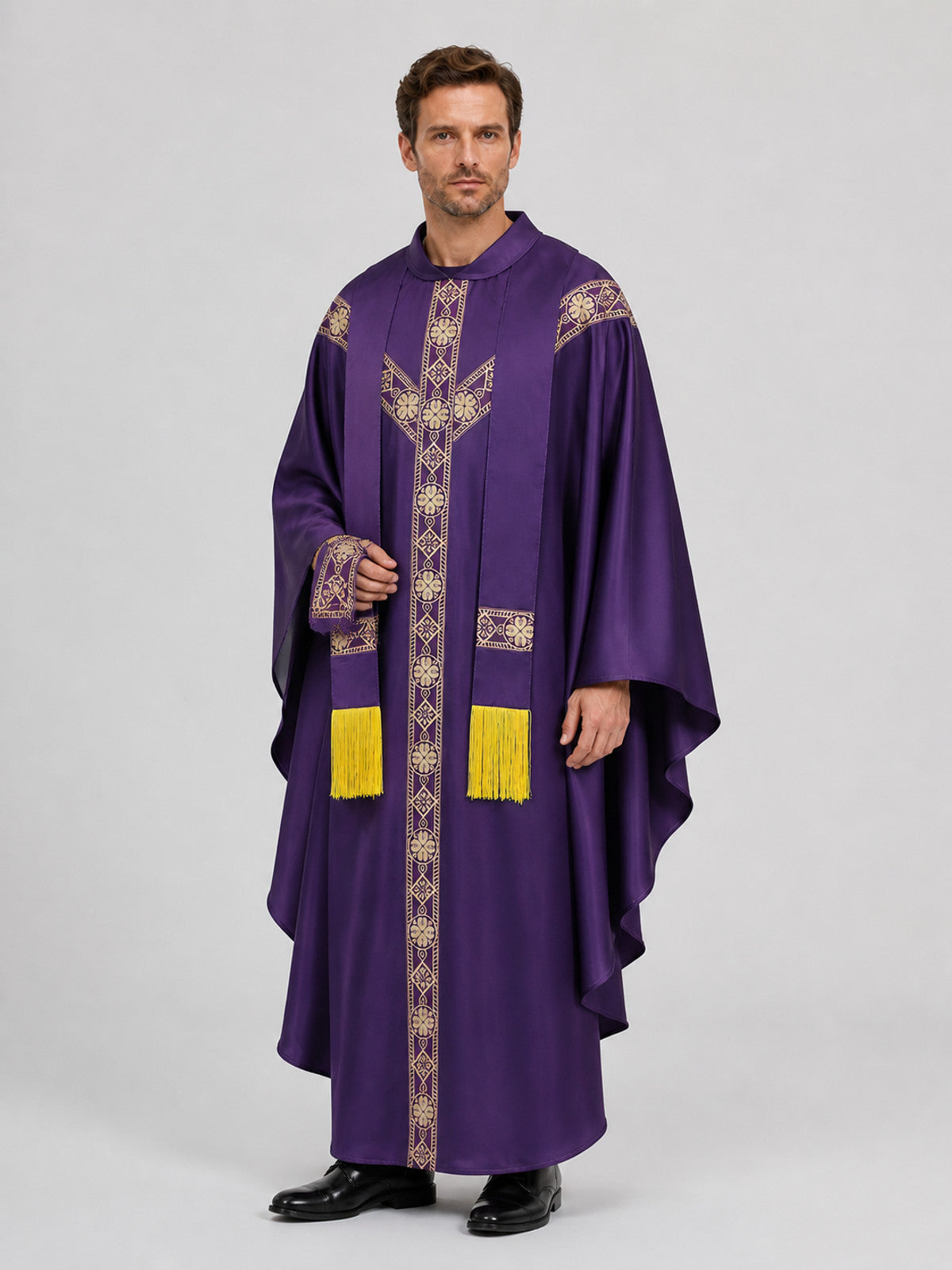 Purple Ritual Robe with Gold Ornament Holiday Decorations detail