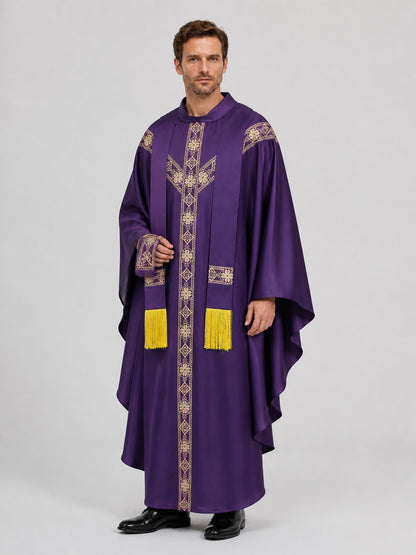 Purple Ritual Robe with Gold Ornament Holiday Decorations detail