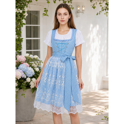 Dirndl-Style Dress with Lace Trim