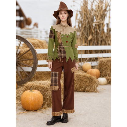 Scarecrow Costume with Hat and Scarf for Cosplay