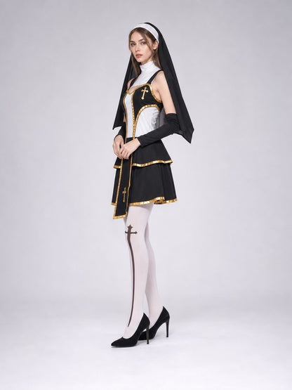 Gothic-Style Cosplay Costume with Veil side view