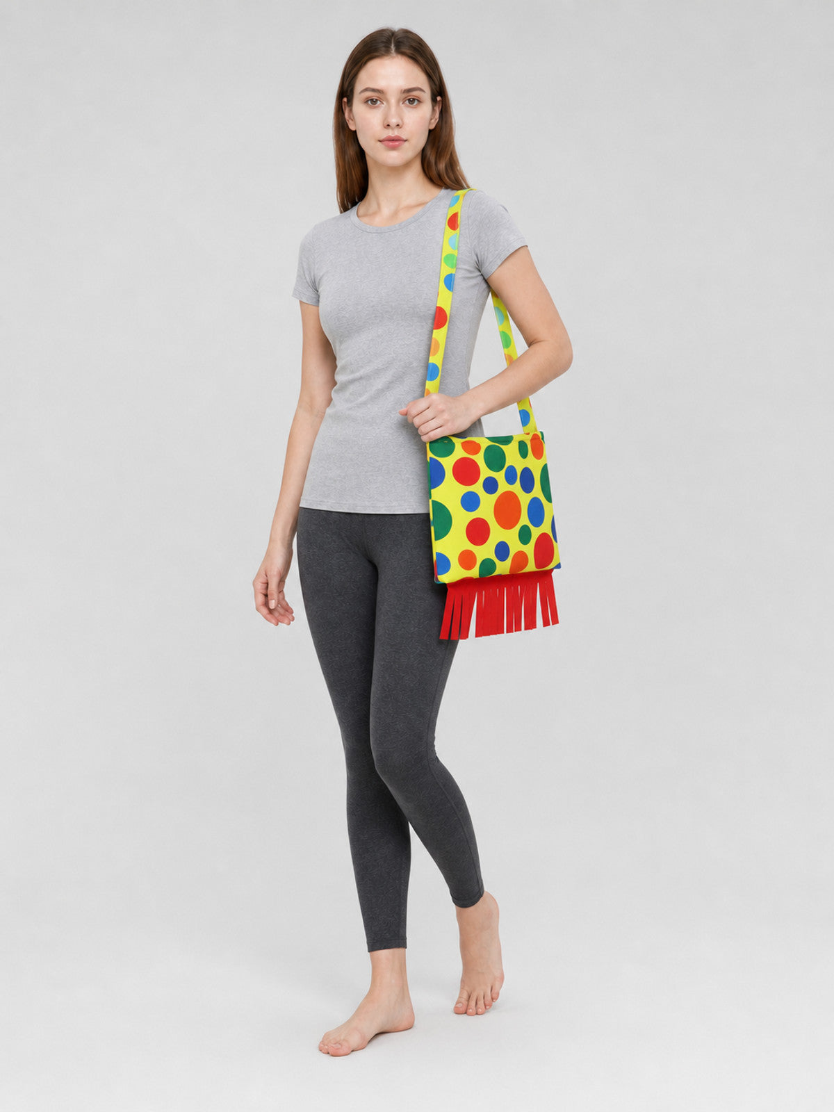 Shoulder Bag with Fringe in Clown Style