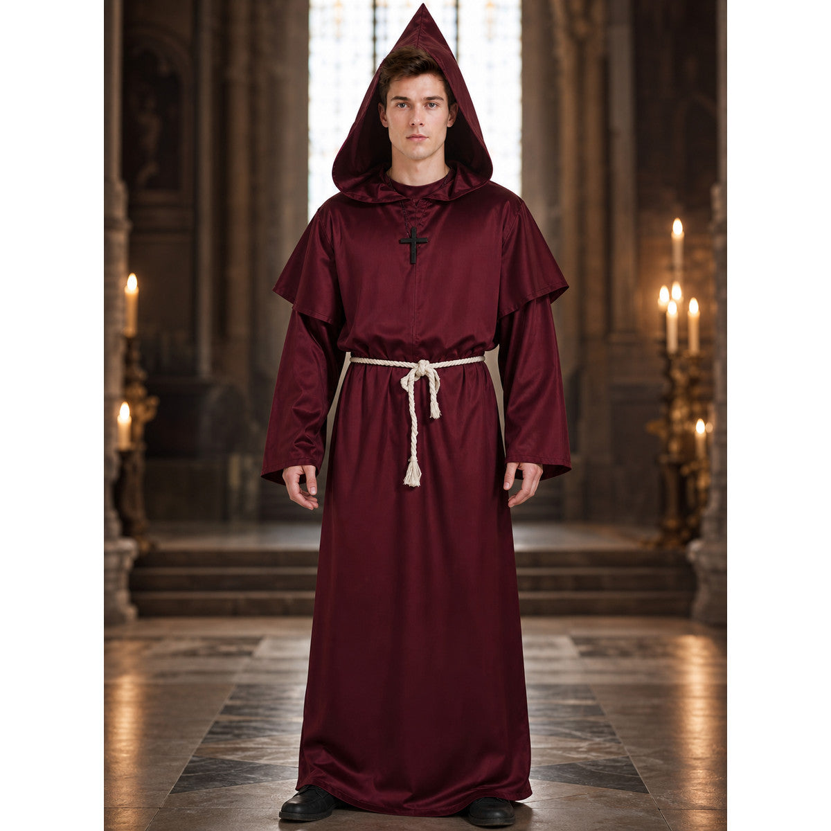 Hooded Monk Costume for Halloween and Cosplay lifestyle view