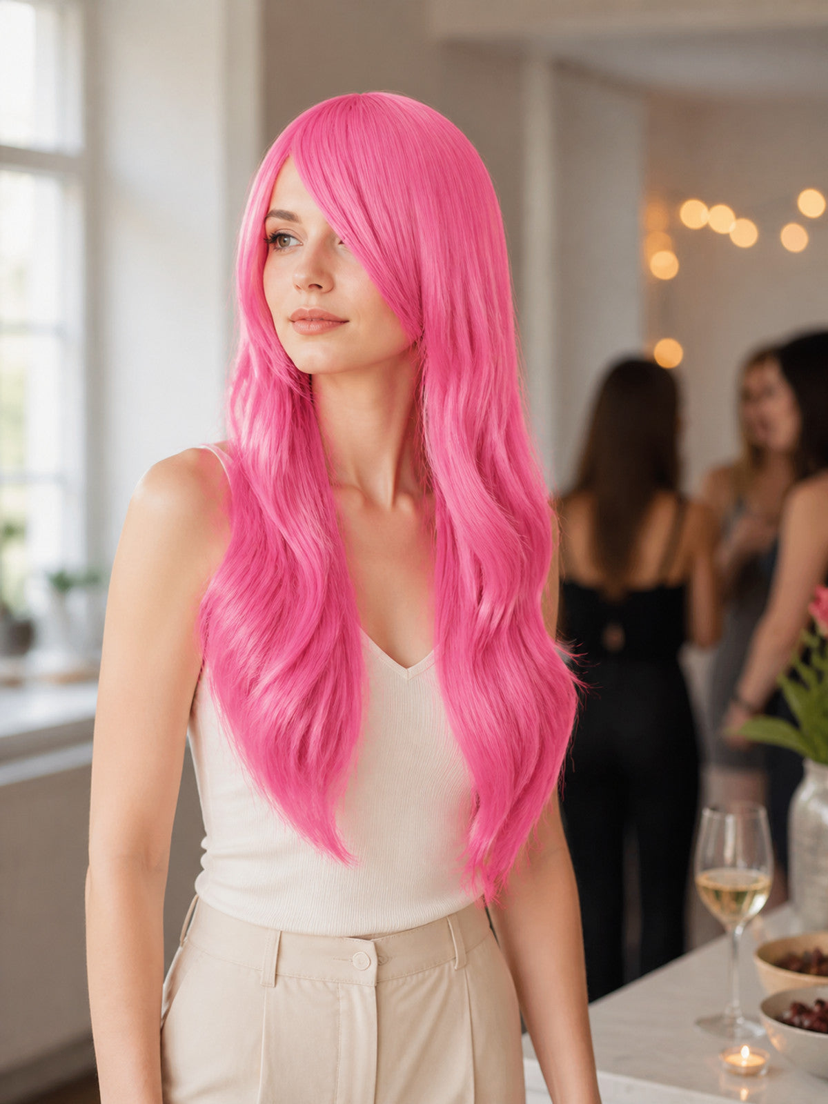 Long Wavy Pink Cosplay Wig